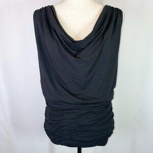 Laundry by Shelli Segal Jersey Top Black Sleeveless Hip Rouching Size M